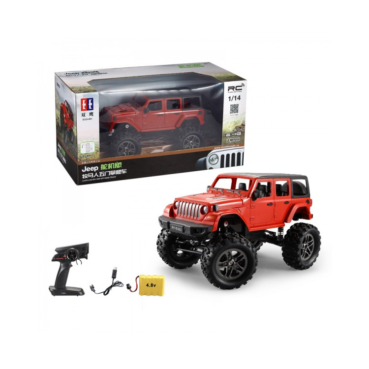 RC Crawler Jeep Wrangler Pickup 1:14 2,4 GHz - Červená