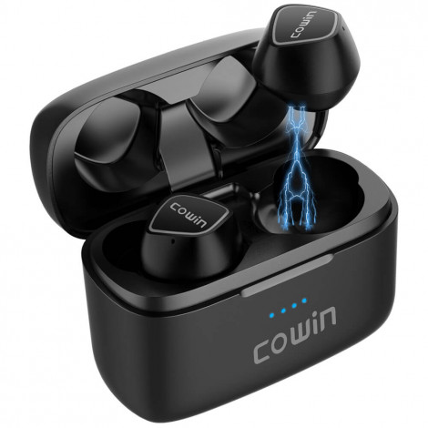 Cowin KY02 bezdrátová sluchátka s dobíjecím boxem, černá