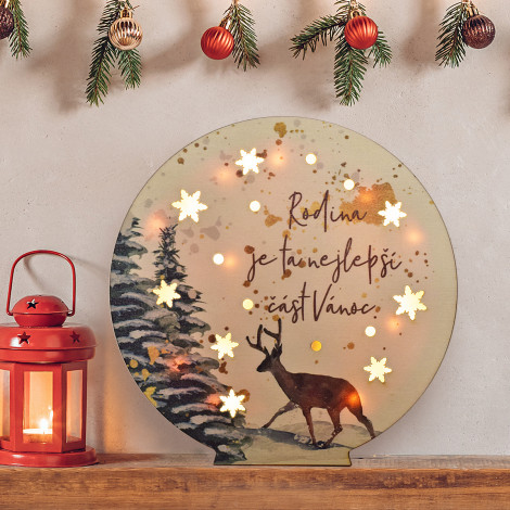 LED dekorace koule - "Nejlepší část Vánoc."