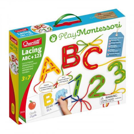 Quercetti 2808 Lacing ABC + 123 alphabets and numbers