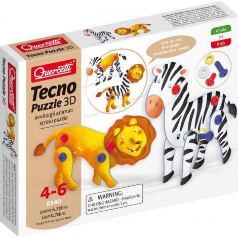 Quercetti 0540 Tecno Puzzle 3D - lev a zebra